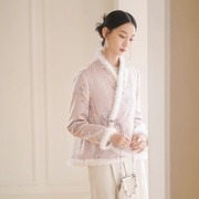 唐装中式白色中国风小棉袄汉服女冬季保暖棉衣棉服交领短款