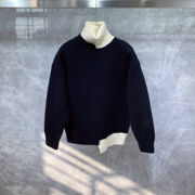 2023年新冬季(新冬季)加厚高领毛衣男士，韩版ins港风设计感小众针织衫