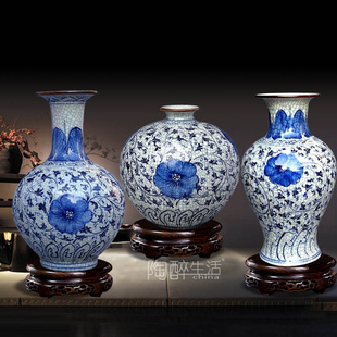 景德镇陶瓷器家居装饰仿古青花瓷，花瓶中式酒柜，客厅工艺品摆件