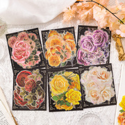梦之舞万物之灵玫瑰pet贴纸包，烫金大花朵月季，蔷薇手帐装饰贴画
