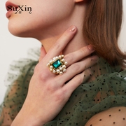 苏心时尚个性潮人人造珍珠女欧美夸张韩国网红食指装饰戒指指环女