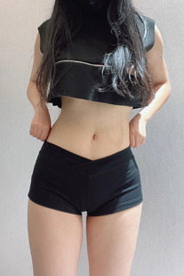 不防尴尬线18-21厘米超短运动休闲裤女夏紧身低腰黑色裤子