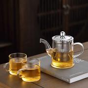 耐热玻璃加厚茶壶冲茶器不锈钢，过滤小号红茶，泡绿茶功夫茶具家用