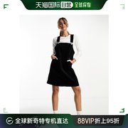 香港直邮潮奢monki女士，monki灯芯绒迷你粗棉布连衣裙(黑色)