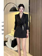小诺本人西装外套女韩版收腰休闲上衣黑色小个子西服裙32911