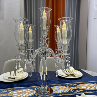 欧式现代中式家居浪漫婚庆，烛光晚餐蜡烛水晶玻璃，烛台创意餐桌摆件
