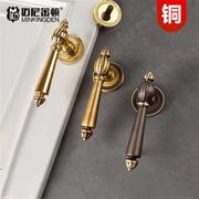 美式黄铜门锁法式卧室门把手欧式磁吸静音室内全铜木门锁房间锁具