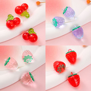 韩国可爱水果草莓樱桃苹果吊坠，晚晚同款diy手作配件，耳环饰品材料