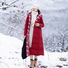 【6折出清】红色连帽羽绒服女冬中长款2021加厚棉服收腰显瘦