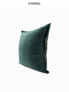 『醒觉』现代深墨绿色靠包棉麻布抱枕中式客厅沙发靠枕样板间方枕