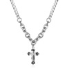 ahcn(志存高远)美式钛钢带，钻十字架双链拼接男女情侣吊坠项链
