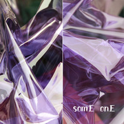时尚透明tpu淡紫色镭射幻彩液体膜 风雨衣服装婚庆设计师创意布料