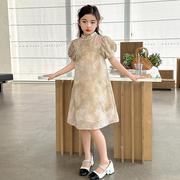女童旗袍裙2024夏季儿童，雪纺连衣裙夏装，女孩中国风新中式长裙