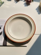 油画风彩色陶瓷盘子线条描边意面盘子ins高颜值餐盘家用复古餐具