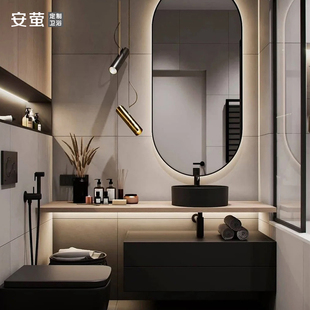 日式卫生间洗手脸盆红橡实木，定制洗漱台现代简约台上盆浴室柜组合