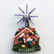 荷兰创意旅游纪念品立体风车小情侣，磁力贴冰箱贴装饰收藏伴手礼