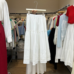 十三行女装2024夏款垂感白色半身裙，长款法式小白裙，气质a字裙长裙