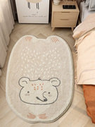 可爱床边地毯卧室狮子小地毯厚长条床前床下地垫家用房间床边毯