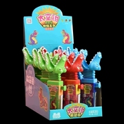恐龙棒棒糖玩具猫咪伸缩鳄鱼糖钳子糖可爱恐龙糖果机器人儿童创意