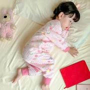 一岁宝宝睡袋秋冬季婴儿三层，保暖分腿防踢被大中儿童纯棉连体睡衣