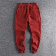 本命年大红色冬装纯棉，加厚加绒休闲运动男装卫裤小脚，打底裤铅笔裤