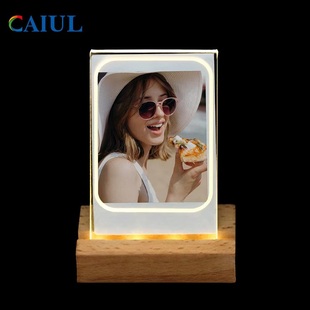 CAIUL 3寸亚克力灯光摆台相框 拍立得mini相片相册 透明相框 3寸