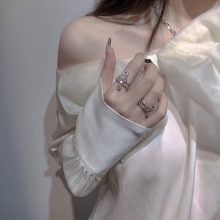 戒指女夏轻奢小众设计高级感夸张ins潮冷淡风，欧美时尚个性食指戒