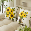 依兮美式刺绣纯棉抱枕套不含芯45*45客厅沙发抱枕靠垫向日葵花卉