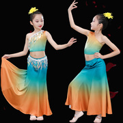 傣族演出服儿童表演民族舞蹈服装，女孔雀舞艺考练习鱼尾裙服饰舞蹈