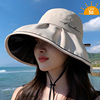 2024防晒渔夫帽女夏季黑胶，防紫外线大沿太阳帽，户外休闲遮阳帽