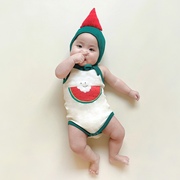 夏季韩版婴儿连体衣ins款，西瓜造型哈衣男女宝宝，包屁衣百天满月服
