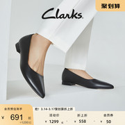 Clarks其乐女鞋单鞋春秋季尖头平底鞋复古一脚蹬浅口通勤船鞋