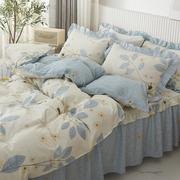 韩式全棉纯棉四件套床裙款床罩4件套床上用品床单被套床