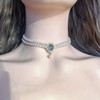 天然海蓝宝项链双层珍珠链choker复古高级感锁骨链女手工绕线可调