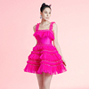 越南小众品牌LYLIA 2022夏季吊带木耳边蕾丝欧根纱拼接短裙