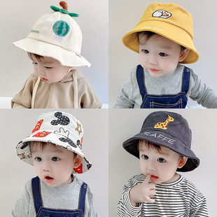 宝宝防晒帽子婴儿太阳帽男女儿童婴幼儿渔夫帽可爱超萌薄款遮阳帽