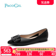 pacogil女鞋2024秋真皮气质，浅口羊皮尖头芭蕾舞平底鞋单鞋女