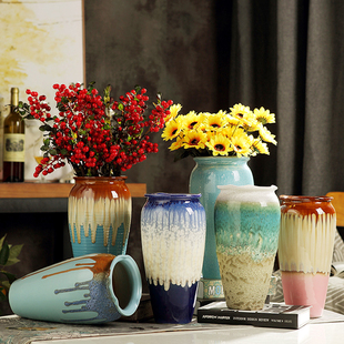 花瓶陶瓷现代简约餐桌北欧装饰摆件客厅插干花景德镇瓷器水培陶罐
