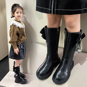 女童靴子儿童长靴长筒靴春秋2023高筒单靴公主大童中筒马丁靴