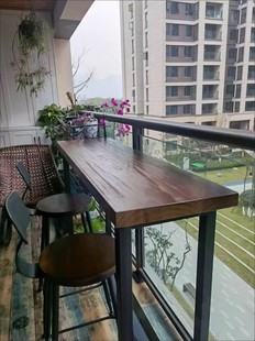 阳台家庭吧台桌简约实木靠窗长条桌高低脚窄桌高脚桌靠墙桌椅