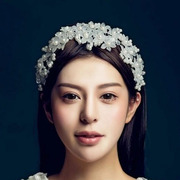 时尚质感新娘头饰串珠花朵结婚品影楼拍摄造型发饰水晶珍珠头花仙