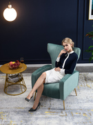 老虎椅美式布艺轻奢网红沙发，椅现代简约客厅北欧创意休闲单人沙发