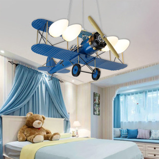 现代简约儿童房飞机灯男孩，房卧室护眼个性创意led幼儿园卡通吊灯