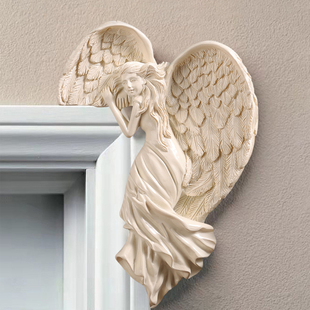 欧式救赎天使门框摆件少女翅膀树脂雕塑工艺品墙壁挂件画框装饰品