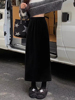 黑色包臀丝绒半身裙女冬季2023高腰，显瘦中长裙开叉限步裙子
