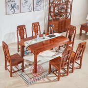 红木家具餐桌刺猬紫檀，长方形餐台花梨木新中式，组合实木客厅饭桌