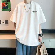 gxg短袖t恤男2024夏季潮牌衣服，纯棉白体恤(白体恤，)上衣宽松圆领半袖男