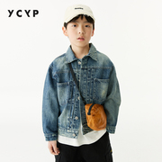 YCYP童装日系复古牛仔男童外套春秋款中大童纯棉潮流儿童上衣