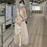 法式茶歇吊带长裙2024夏季高级感连衣裙子女小众设计感两件套装