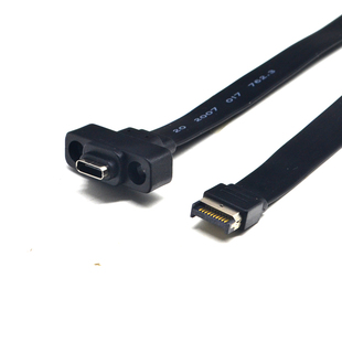 USB3.2挡板线19PIN/TYPE-E转type-C前置C母PCI位10G/20Gbps短扁线